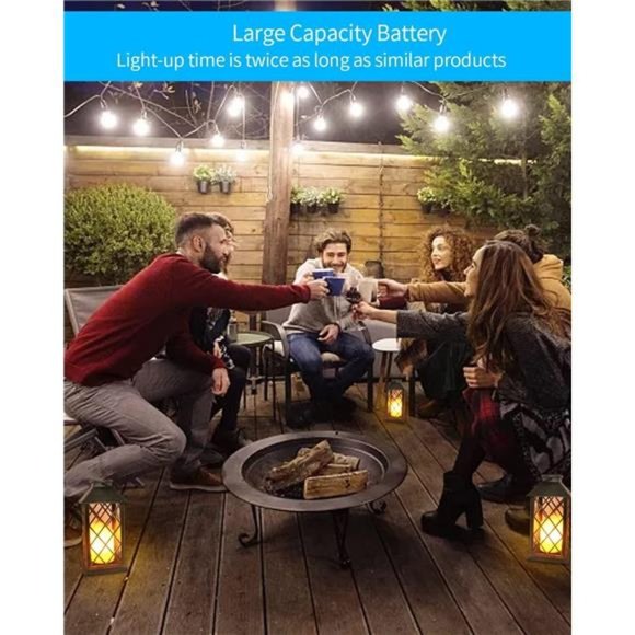 Solar Lantern,Outdoor Garden Hanging Lanterns,2 Pack 14 Inch Lasts 3X Longer - Picture 4 of 6